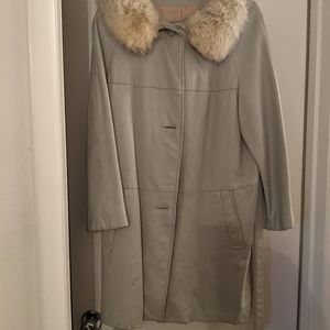 Grey Leather Women's Coat- Size L